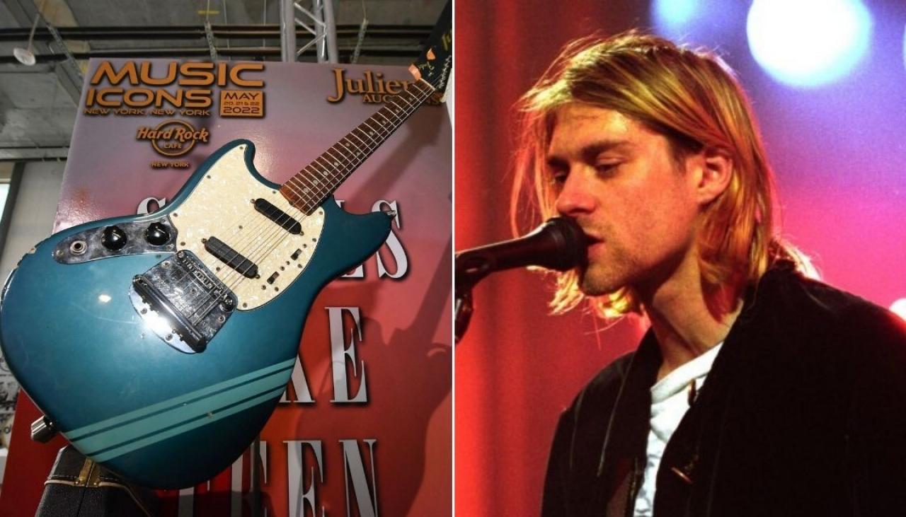 Kurt Cobain's blue guitar from Nirvana's 'Smells Like Teen Spirit